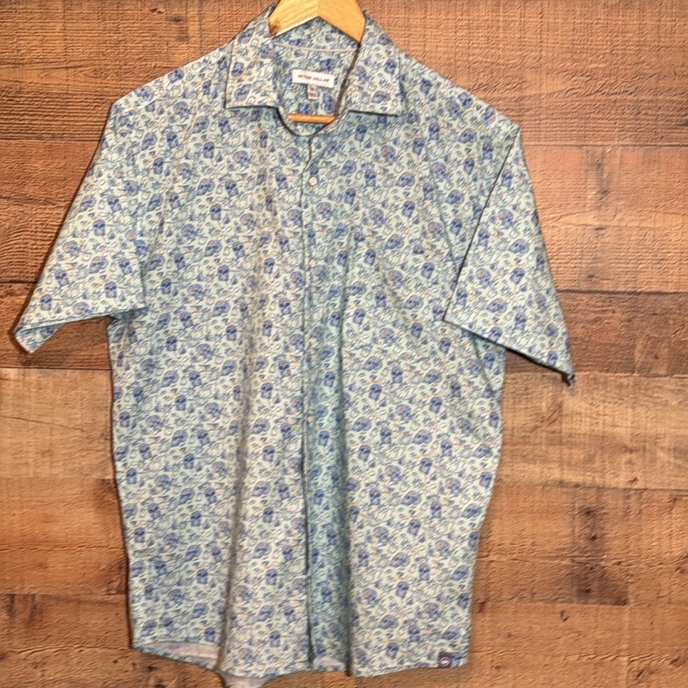 Peter Millar Cowboy Cantina Skulls & Tequila Men’s SS Stretch Shirt size Medium - Picture 2 of 14